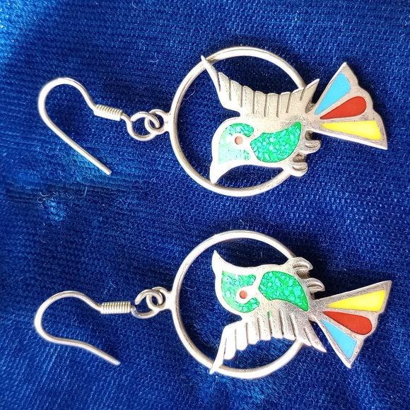 Colorful Hummingbird Dangle Earrings - Picture 3 of 9